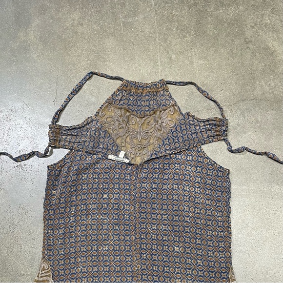 Gimmicks x BKE Buckle Boho Lace High Neck Halter Top Geometric Cottagecore - Picture 6 of 11